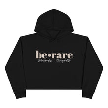 Load image into Gallery viewer, be•rare black crop hoodie (white)
