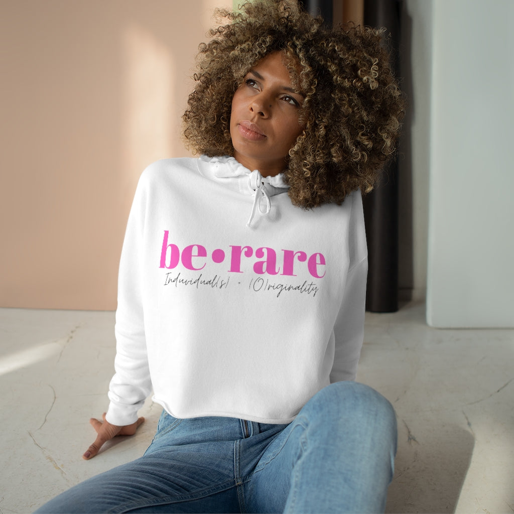 be•rare White (pink) crop hoodie